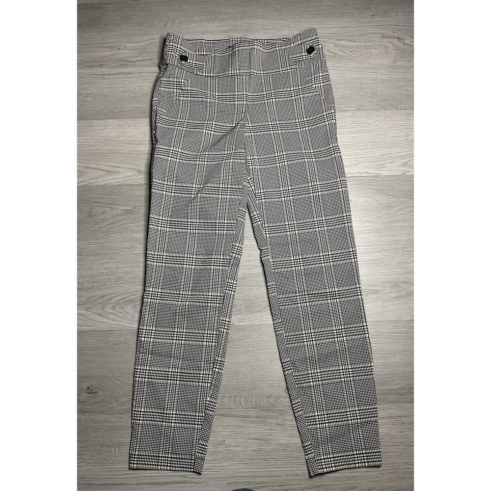 SOHO Apparel Ltd Black White Glen Check Plaid Pull On Dress Pants Small 19108921
